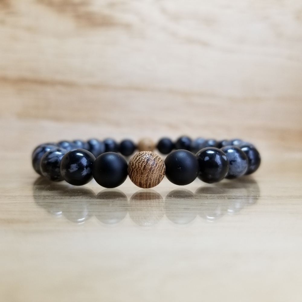 Snowflake Obsidian Gemstone Stretch Bracelet